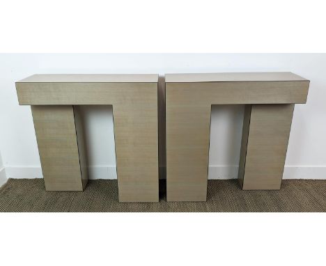 CONSOLE TABLES, a pair, 90cm x 30cm x 90cm. (2) 
