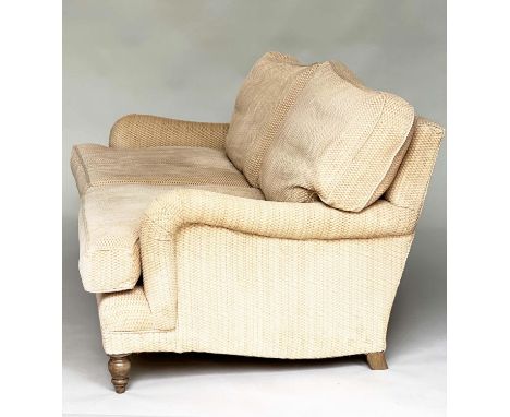 SOFA, Howard style with pico style cotton upholstery and feather filled cushion pads, 180cm W. 