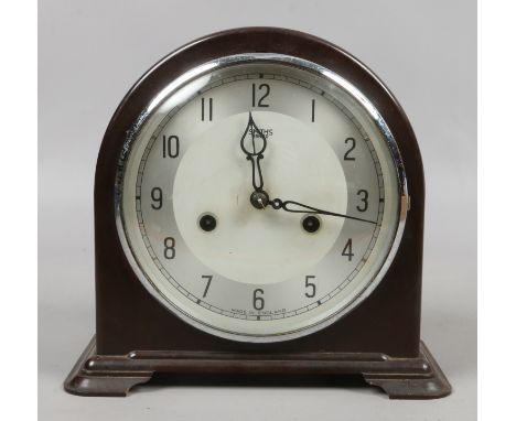 A vintage Smiths Enfield mantle clock with Bakelite case, housing a two train movement.