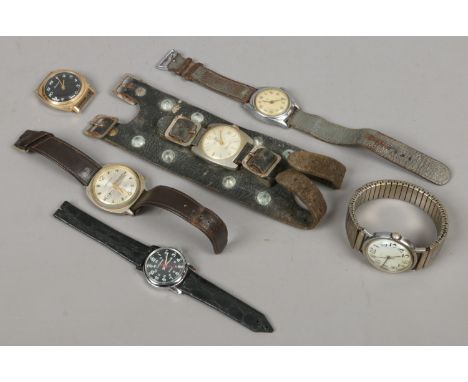 Six gents vintage manual wristwatches including Timex, Veranda, Lucerne etc.