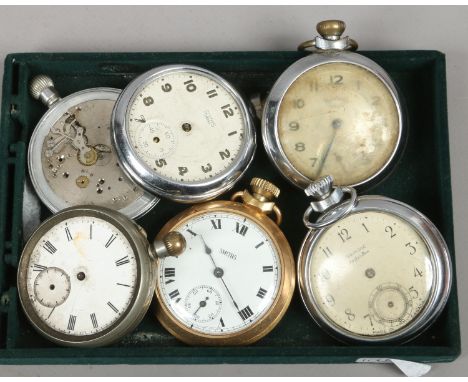 A group of vintage pocket watches including Smiths, Westclox, Services Army etc.