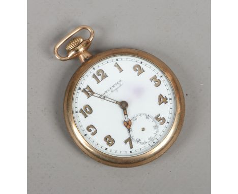 A Worcester gold plated pocket watch with subsidiary seconds.