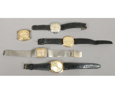 Five vintage gentlemans manual wristwatches including Avia, Timex etc.