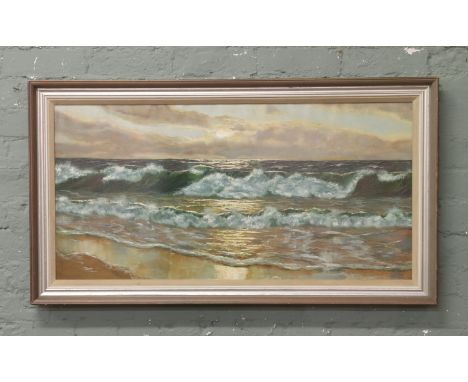 A framed oil on canvas, seascape.