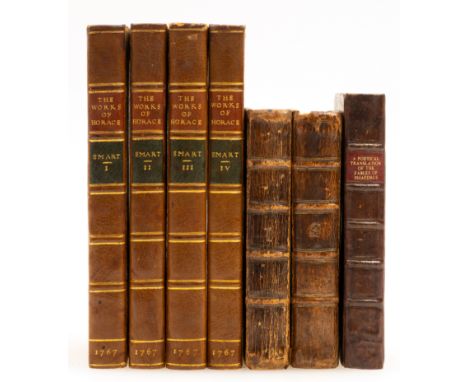 Smart (Christopher, translator) The Works of Horace, 4 vol., half-titles, engraved plate at end vol. 3, advertisement leaf at