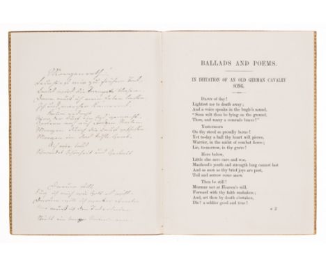 Harrington (Elizabeth Still) Ballads &amp; Poems, manuscript additions in German and English initialled by author,&nbsp;half-