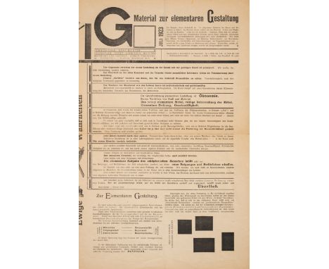 Architecture.- Constructivism.- Richter (Hans), El Lissitzky and Werner Graeff, editors. G: Material zur elementaren Gestaltu