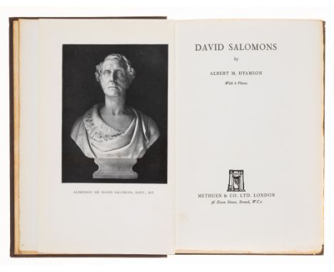 Hyamson (Albert M.) David Salomons, first edition,&nbsp;frontispiece, plates, folding pedigree at end, faint spotting to endp