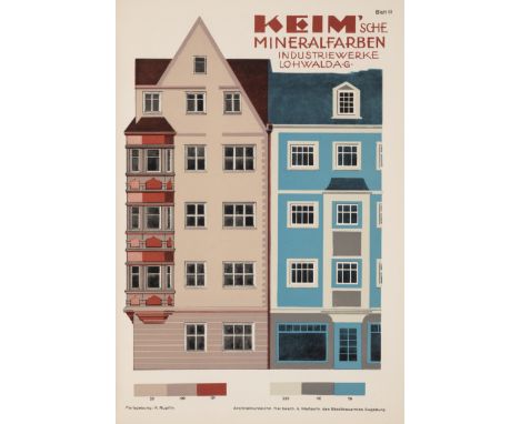 Farbige Gestaltung durch Keimsche Mineralfarben, 12 fine colour plates by K. Rupflin, original cord-bound wrappers, slight co