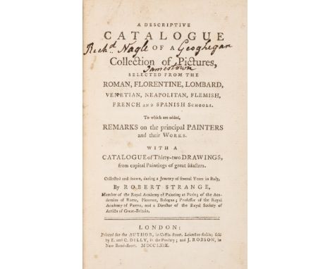 Strange (Robert) A Descriptive Catalogue of a Collection of Pictures, selected from the Roman, Florentine, Lombard ... and Sp