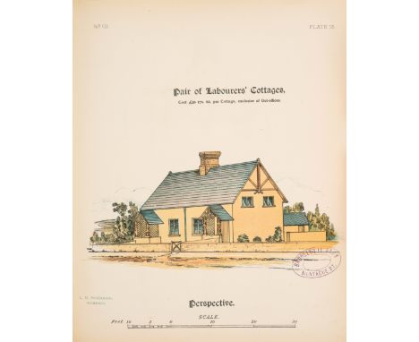 Fitzgerald (L.M.) Labourers Prize Cottages, 20 hand-coloured lithographed plates, plates trimmed affecting captions and numbe