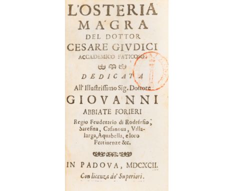 Giudici (Cesare) L'Osteria Magra,&nbsp;half-title, scattered spotting, ex-library with red ink-stamp to title and final ff., 
