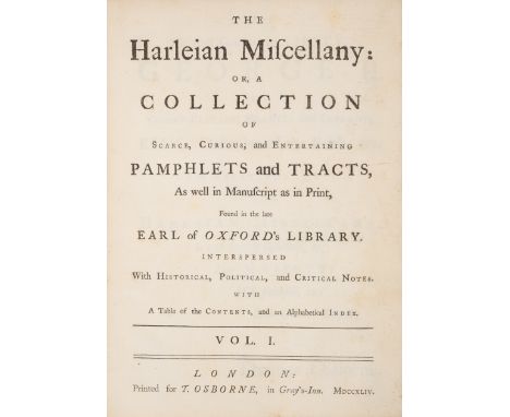 [Johnson (Samuel) and William Oldys,&nbsp;editors].&nbsp;The Harleian Miscellany: or, A Collection of Scarce, Curious, and En