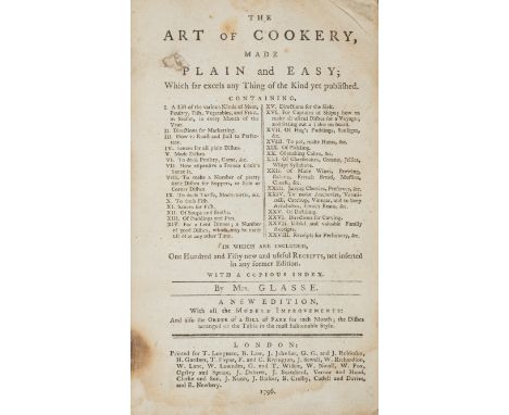 Food & Drink.- Glasse (Hannah) The Art of Cookery, made Plain and Easy, new edition, facsimile signature "H. Glasse" printed 