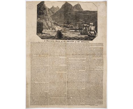 Broadside.- Napoleon.- Descriptive Sketch (A) of the Island of St. Helena, printed broadside, wood engraved illustration at h