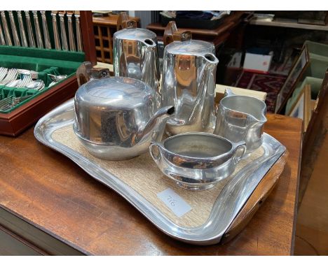 A Vintage picquot tea/ coffee service with tray. 