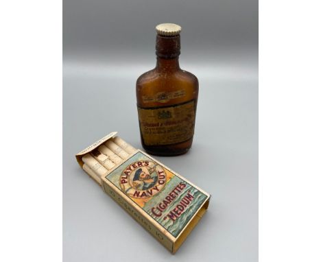A Vintage Pack of 10 players Navy Cut cigarettes 'Medium' Together with A Miniature bottle of 'Jamie Stuart' Liqueur Old Scot