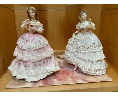 A Lot of two Collectable porcelain figurines. 'Royal Doulton Red Red Rose' &amp; 'Royal Worcester The Fairest Rose'. 