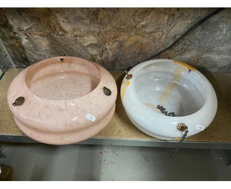 A Lot of two art deco ceiling light shades. 