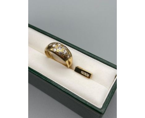 Antique Ladies Sheffield 18ct gold ring, set with 9 diamond design [0.50ct diamonds] [5 grams] [Ring size O] together with a 