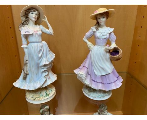 A Lot of two collectable Royal Worcester Lady Figurines, 'Autumn- ltd edition 1405/7500' &amp; 'Summer- 688/7500' 
