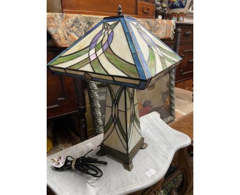 A Large Vintage Art Deco style Tiffany table lamp. In a working condition. [54cm height] 