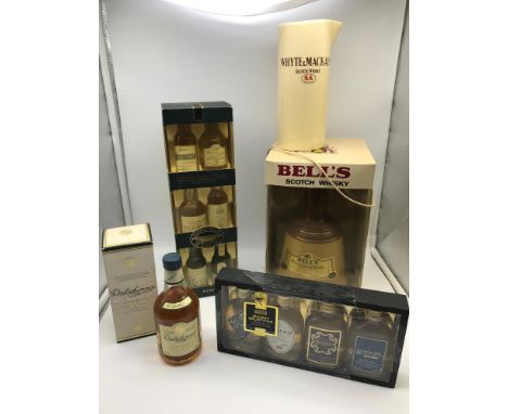A Lot of vintage whiskies to include Boxed Bell's Scotch Whisky decanter, full and sealed, Dalwhinnie single Highland Malt Sc