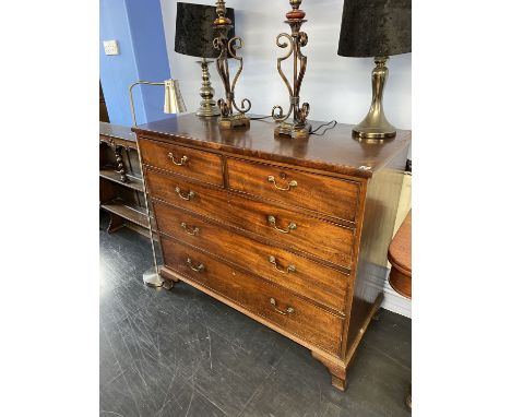 Georgian III mahogany straight front chest of drawers, with two short and three long graduated drawers, on bracket feet, W 12
