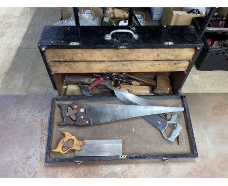 Wooden box of wood working tools