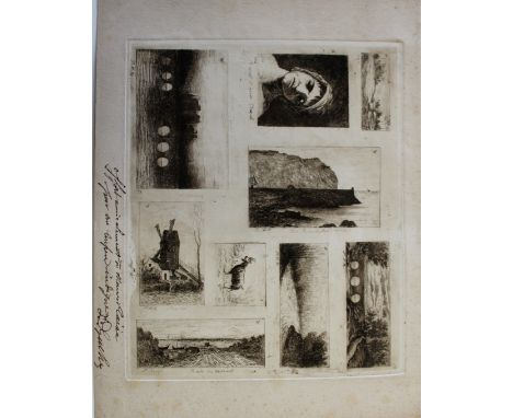 •A GROUP OF CONTINENTAL ETCHINGS comprising nine subjects on a single sheet by Paul Ferdinand Gachet, signed and dedicated, 2