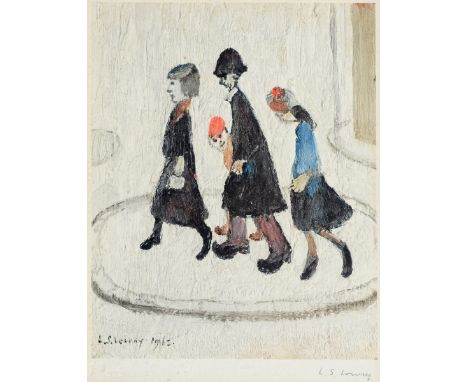 •AFTER LAURENCE STEPHEN LOWRY, RA (1887-1976) THE FAMILY (1965) Offset lithograph, published by Adam Collection Ltd, from the
