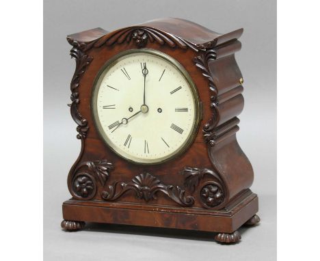 VICTORIAN MAHOGANY BRACKET CLOCK,  the 7 1/2" enamelled dial on a brass, eight day, twin fusee movement hourly striking to a 