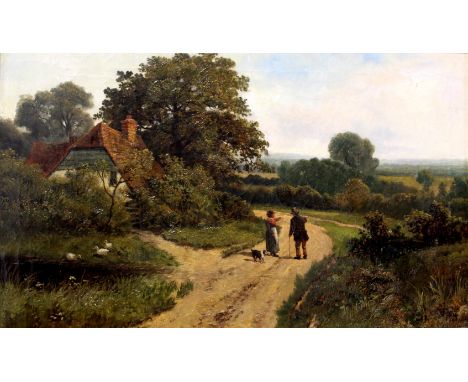 CIRCLE OF EDWARD WILKINS WAITE (1854-1924)                 ASKING FOR DIRECTIONS ON A COUNTRY LANE Signed with a monogram (po