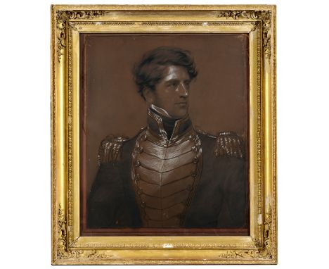 FRANCIS WILLIAM WILKIN (1791-1842)PORTRAIT OF CAPTAIN HENRY MEYNELL, RNQuarter length, wearing a military tunic, charcoal and