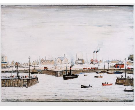 •AFTER LAURENCE STEPHEN LOWRY, RA (1887-1976) THE HARBOUR Offset lithograph, published by Venture Prints Ltd, 1972, edition o