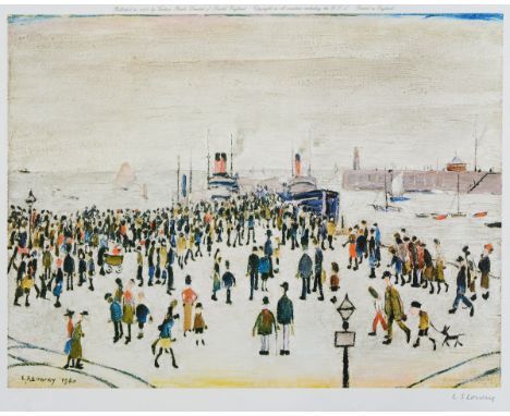 •AFTER LAURENCE STEPHEN LOWRY, RA (1887-1976) FERRY BOATS Offset lithograph, published by Venture Prints Ltd, 1972, edition o