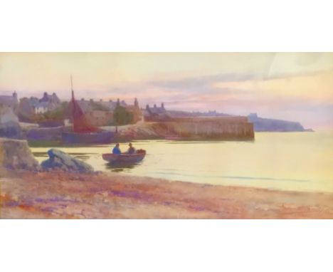 WARREN WILLIAMS (1863-1941) CEMAES BAY Signed, inscribed with title and dated 1900, watercolour 29 x 59cm. ++ A little pale f