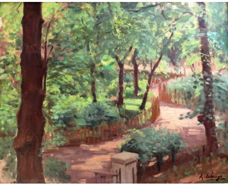 ALGERNON TALMAGE, RA (1871-1939) A GARDEN PATH (SKETCH) Bears a signature, oil on canvas 39.5 x 49.5cm. Provenance; London, C