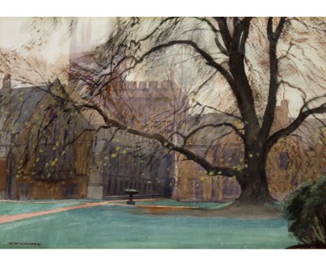•WILLIAM HEATON COOPER (1903-1995) OXFORD: MAGDALEN COLLEGE; WORCESTER COLLEGE A pair, both signed, watercolour and pencil Ea
