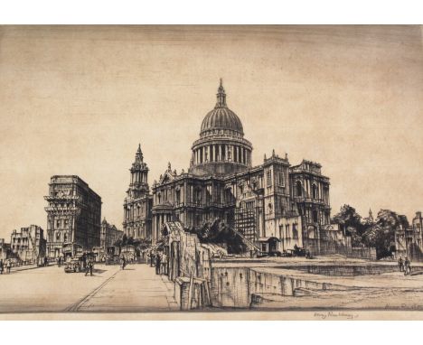 •SIR HENRY GEORGE RUSHBURY, RA (1889-1968) ST PAUL'S FROM CANNON STREET (Rushbury 80); ST PAUL'S, PATERNOSTER ROW (R.79); STI