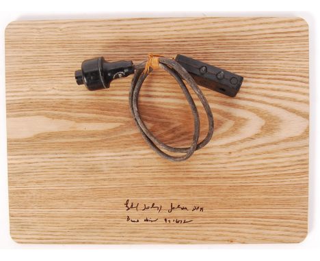 An original WWII Second World War Lancaster Bomber ' Bomb Release Switch '. The button itself with Air Ministry markings, and