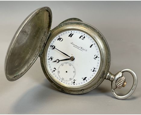IWC Schaffhausen Silber Taschenuhr. Wohl um 1910.70 mm Gesamtlänge. Glas fehlt. Teils unvollständig. Beide Staubdeckel Silber
