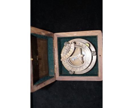 Brass sundial and compass, boxed J H Steward Ltd