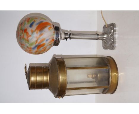 A spirit lamp together with a vintage column lamp