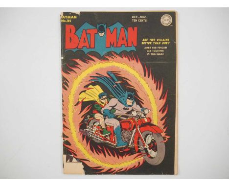 BATMAN #25 (1944 - DC) - First time that two major Batman villains (Joker and Penguin) team-up - Dick Sprang cover with inter