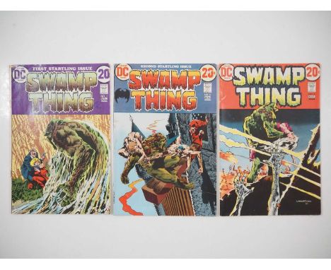 SWAMP THING #1, 2, 3 (3 in Lot) - (1972/1973 - DC) - First ongoing Swamp Thing solo title and first appearance and origin of 