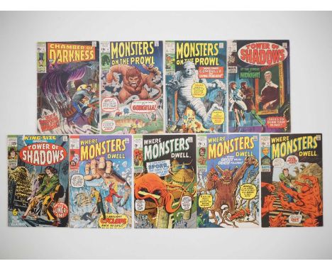 MARVEL HORROR LOT (9 in Lot) - Includes CHAMBER OF DARKNESS #1 + MONSTERS ON THE PROWL #9, 12 + TOWER OF SHADOWS #1 + TOWER O