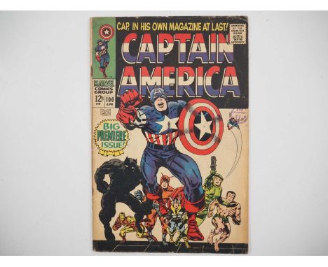 CAPTAIN AMERICA #100 - (1968 - MARVEL) - Classic DC Jack Kirby cover + KEY issue + Captain America's origin is retold + Black