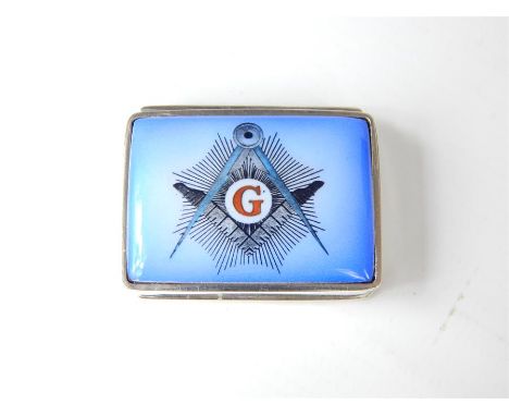 A masonic silver and enamel small box.