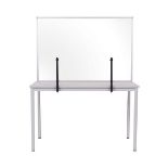 2 X BRAND NEW BI-OFFICE PROTECTOR DESKTOP GLASS BOARD WITH ALUMINIUM FRAME AND AND CLAMPS 120 X 90CM